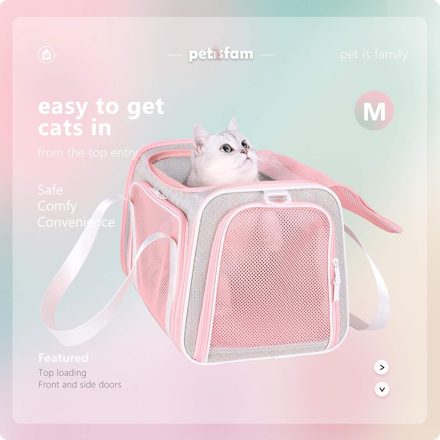 Soft Cute Travel Pet Carrier Bag for Medium Cats, Kitty and Puppy, Fantasy Pink, M